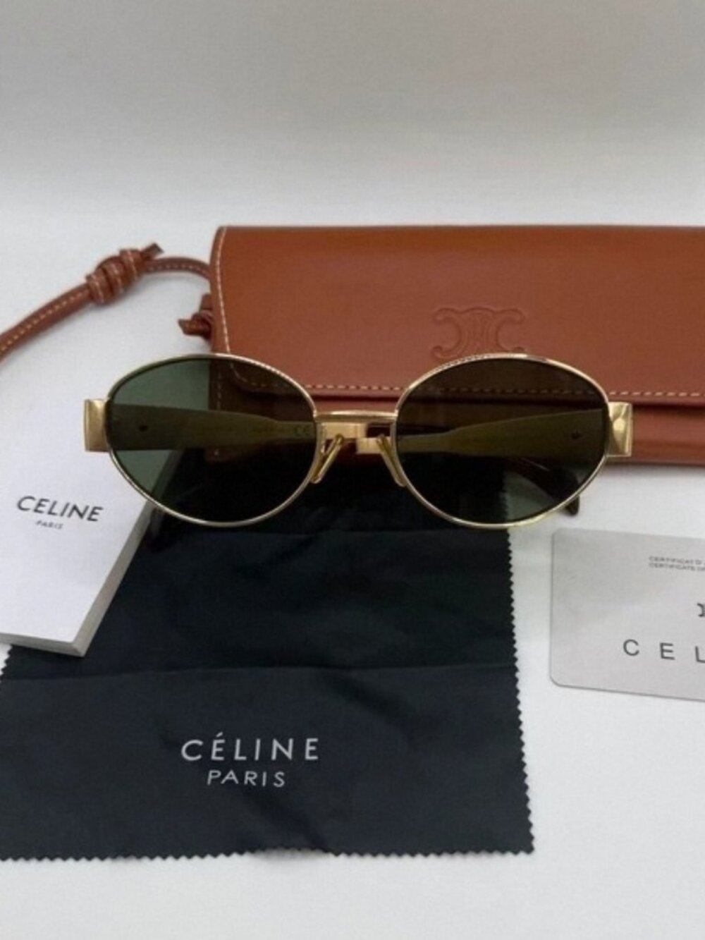 Celine Gold Oval Frame Sunglasses